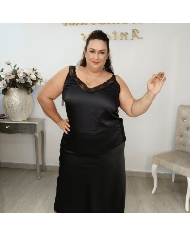 Lencera Satén Cristal con Encaje - Top Brillo Lujoso