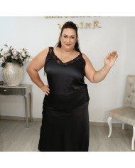 Lencera Satén Cristal con Encaje - Top Brillo Lujoso