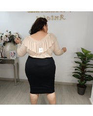 Body Volante Blanco Manga Larga - Escote Bardot Elegante