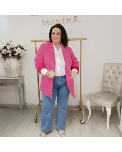Chaqueta Arandela Blazer Fucsia Oversize Tallas Grandes