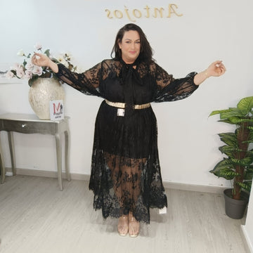 VESTIDO ENCAJE MAXI