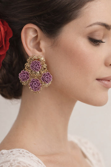 PENDIENTES CUATRO ROSAS