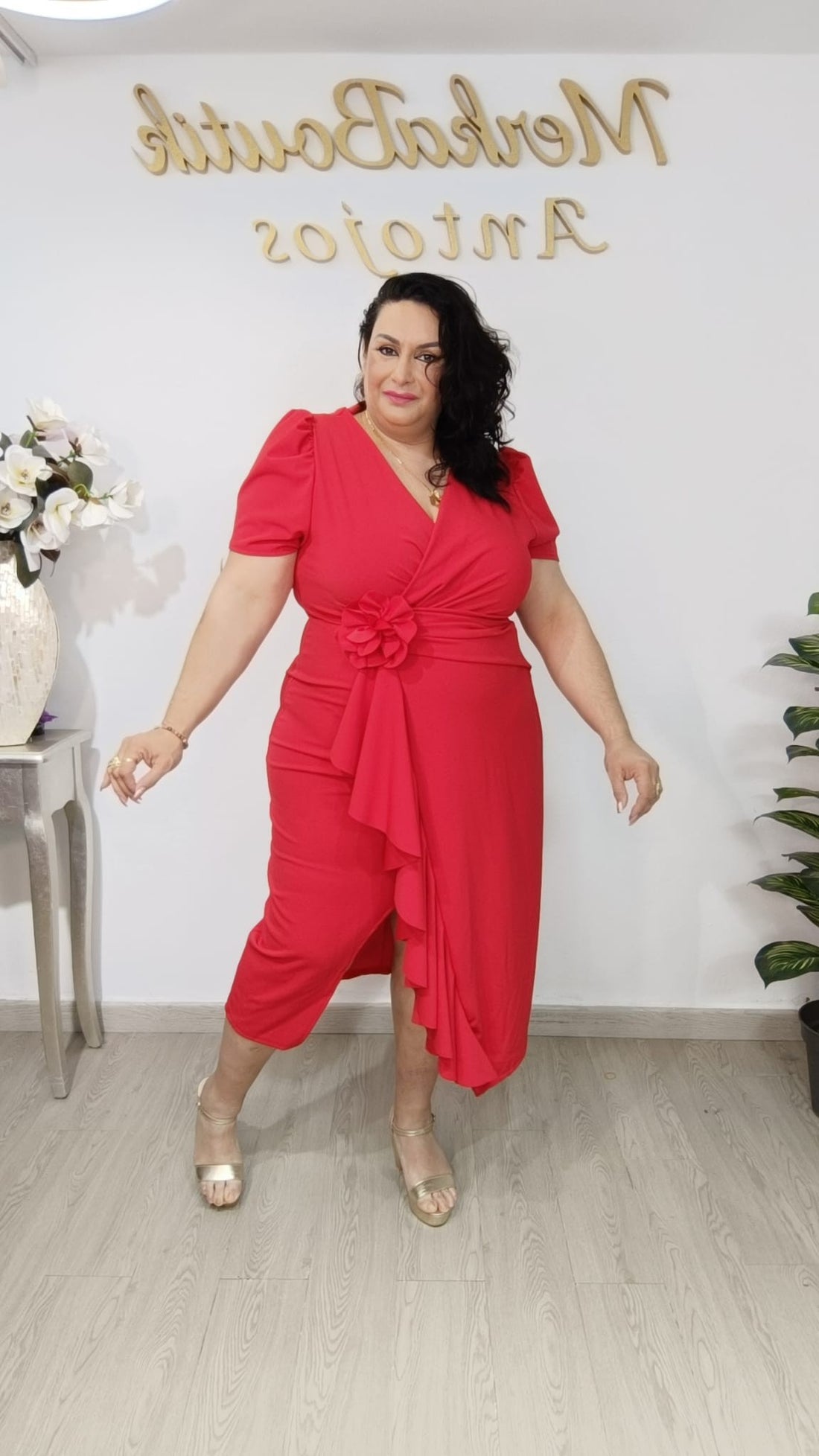 VESTIDO CRESPON FLOR