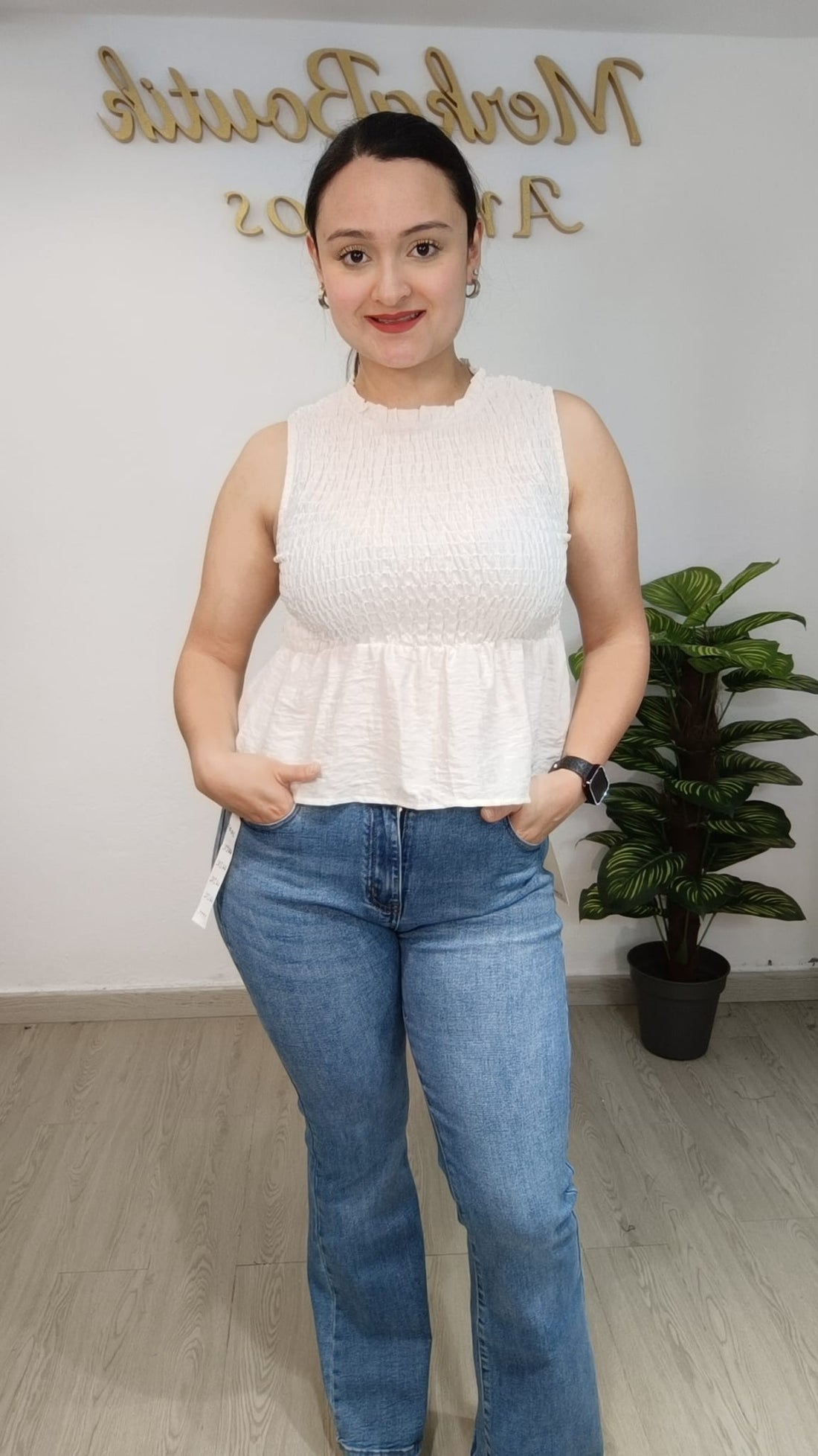 BLUSA NIDO DE ABEJA LISA