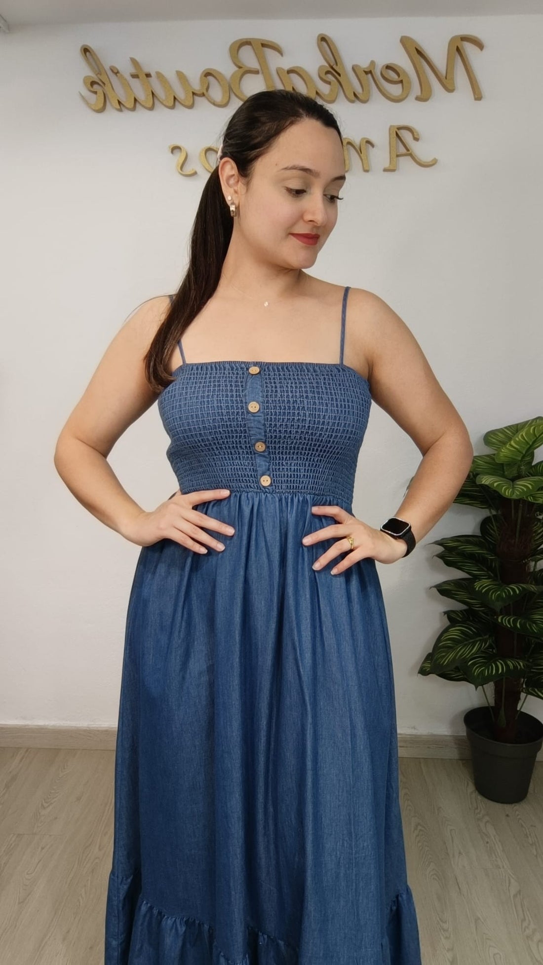 VESTIDO VAQUERO NIDO DE ABEJA NADIA