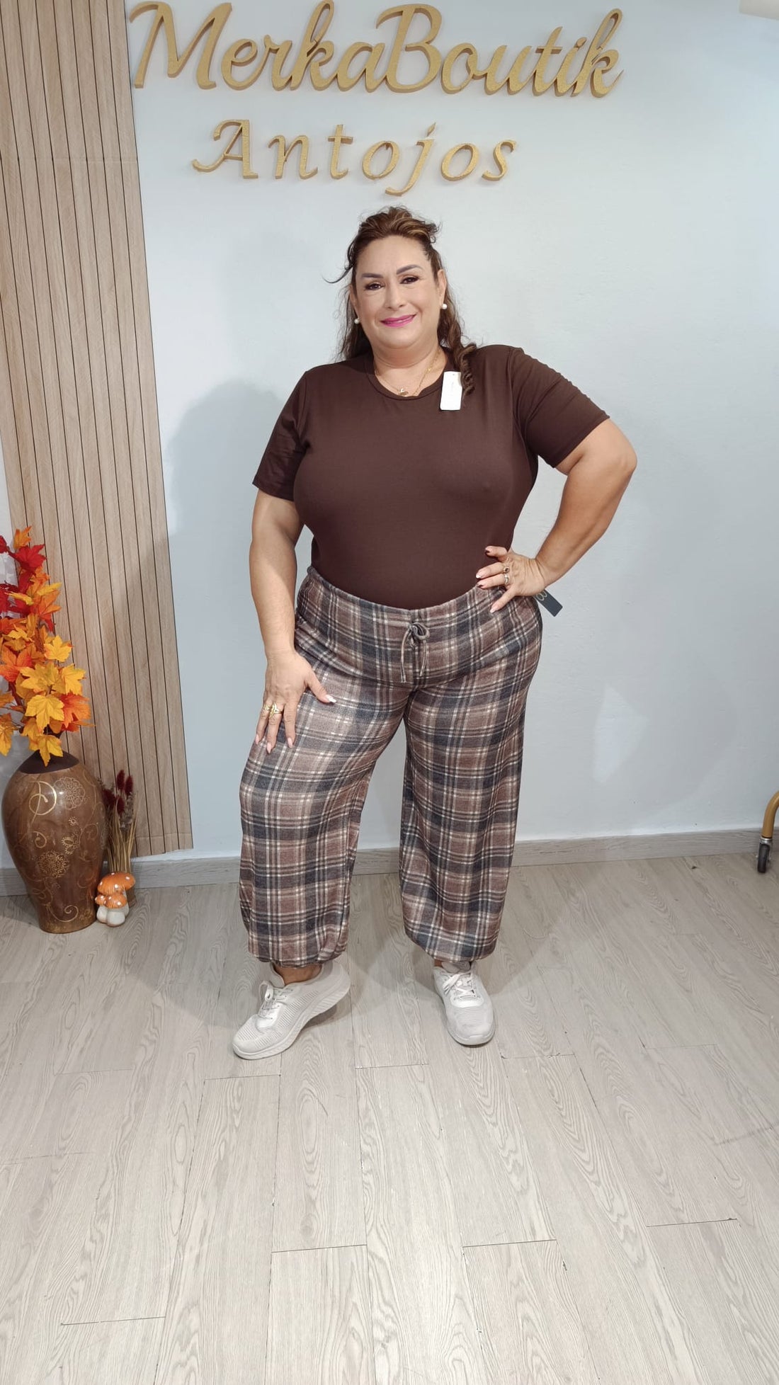 Pantalón Bombacho de Cuadros en Paño Fino