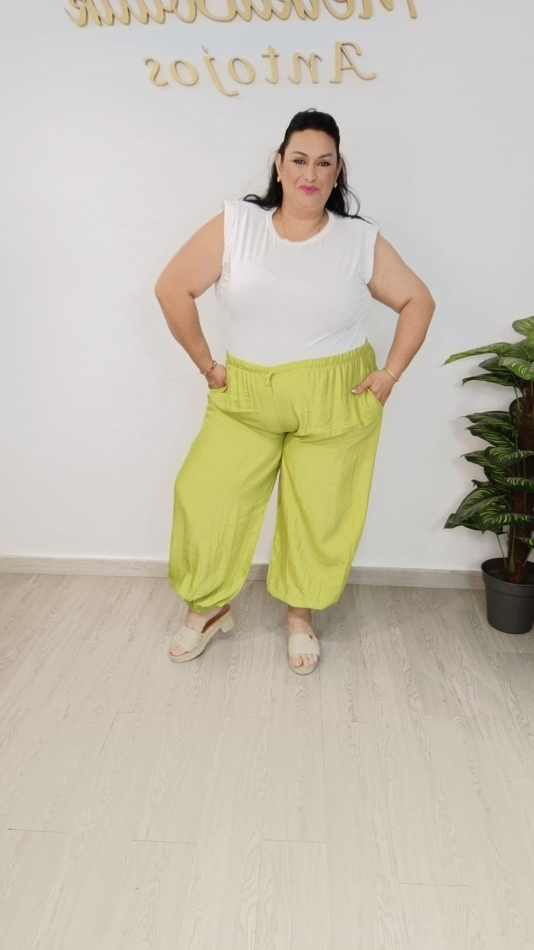 Pantalón Bombacho Lino/Cress Curvy