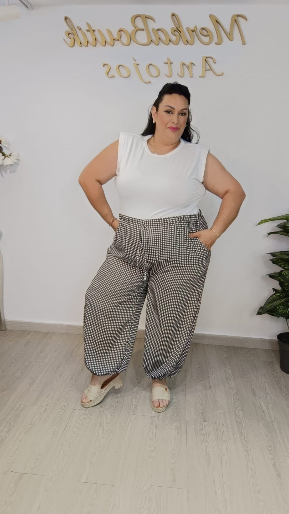 Pantalón Bombacho Vichy curvy