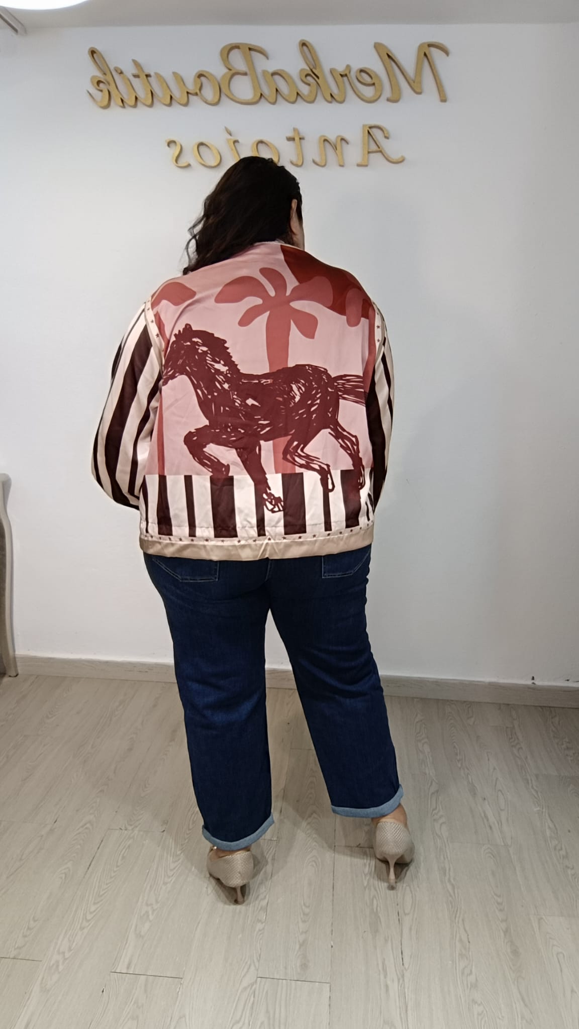 Bomber Fantasía curvy azul con cremallera frontal