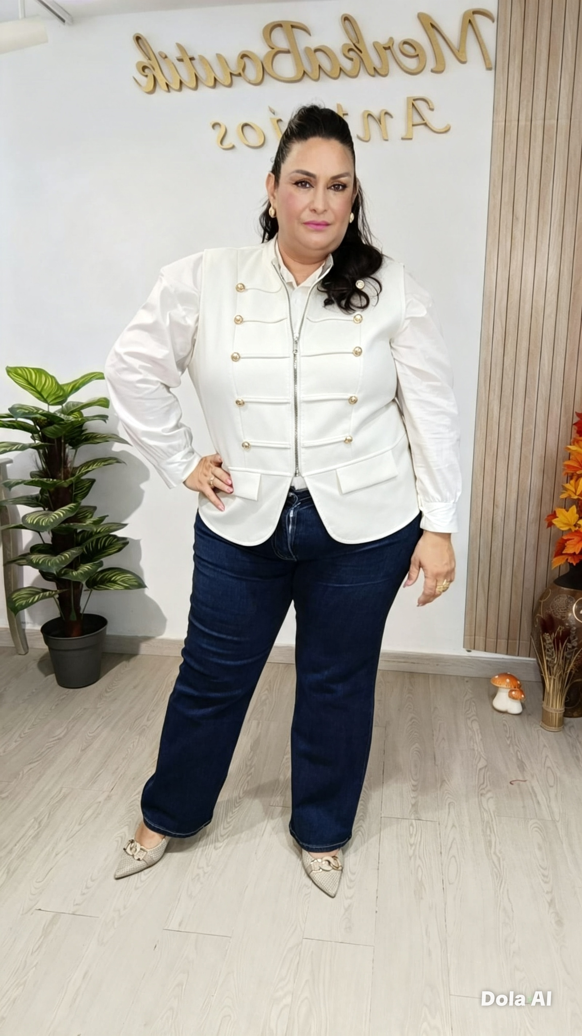 Chaleco Napoleónico Maxi curvy en blanco
