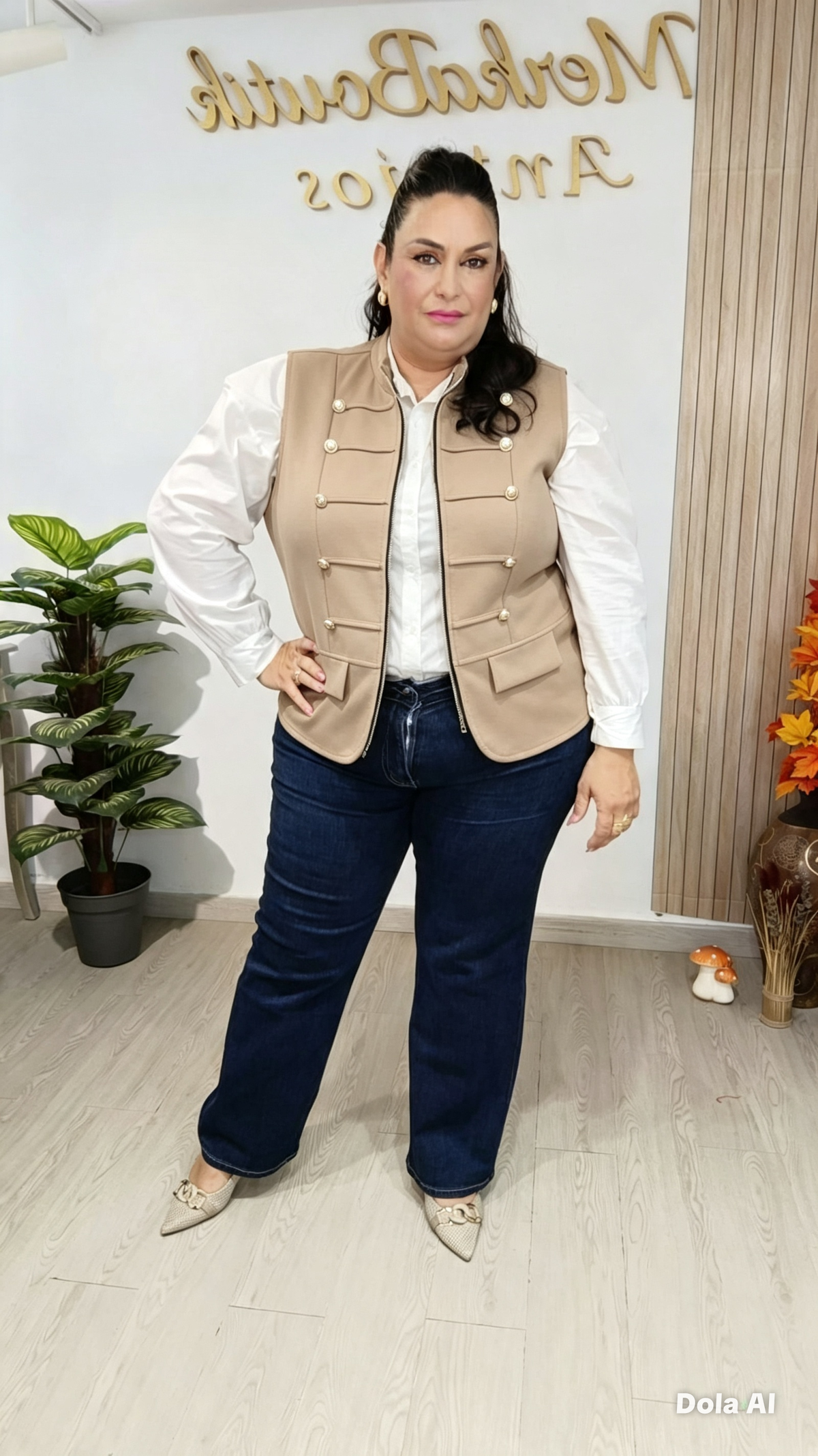 Chaleco Napoleónico Maxi curvy en taupe