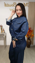 Chaqueta Bomber Ecuador denim con cuello camisero