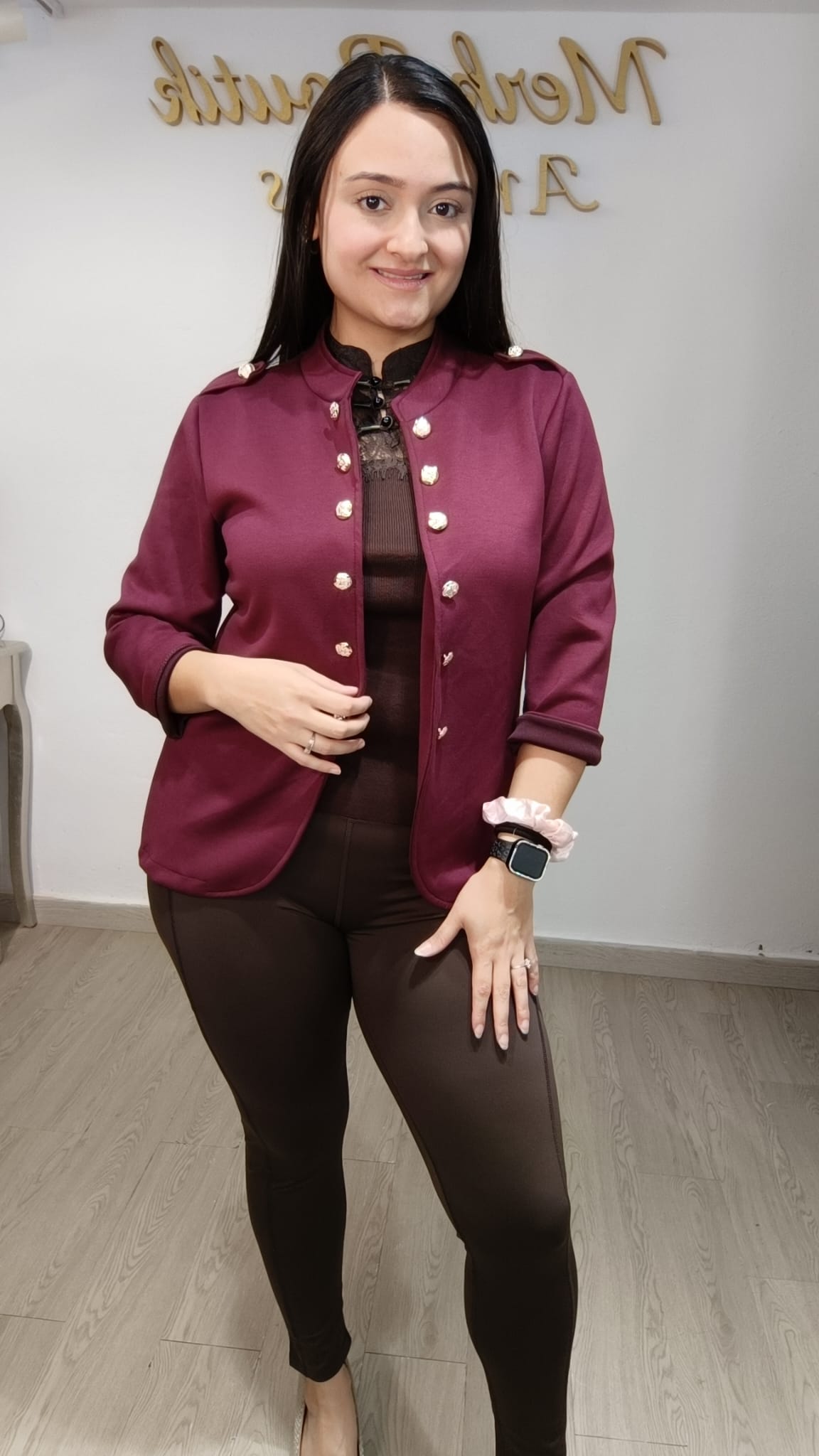 Chaqueta Napoleón Mini en color burdeos