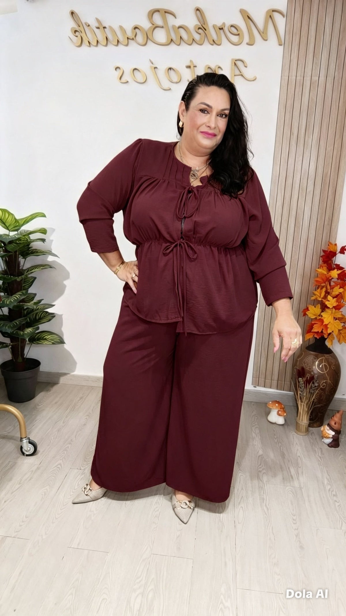 Conjunto Adelaida curvy en burdeos