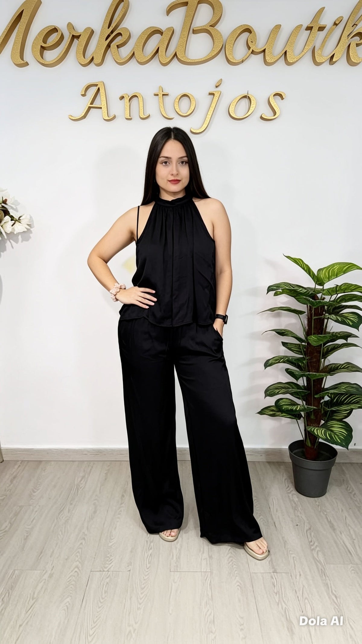 Conjunto Alejandra de satén en beige
