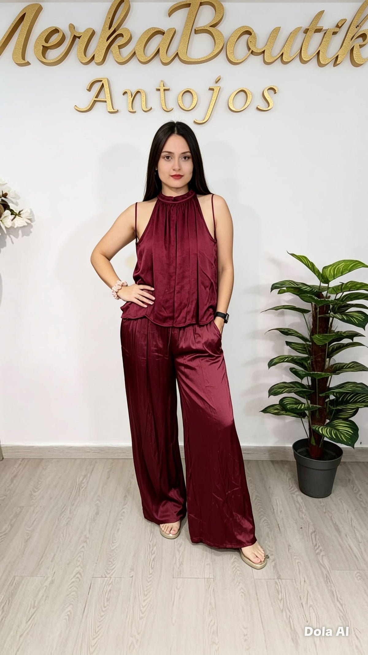 Conjunto Alejandra de satén en negro
