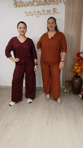 Conjunto Babilonia acanalado en chocolate
