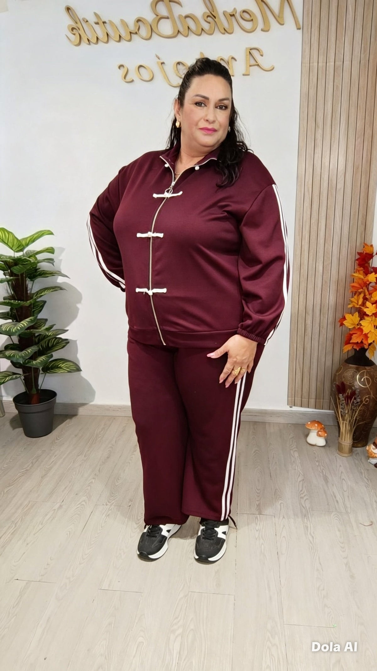 Conjunto Deportivo Japonés curvy en burdeos