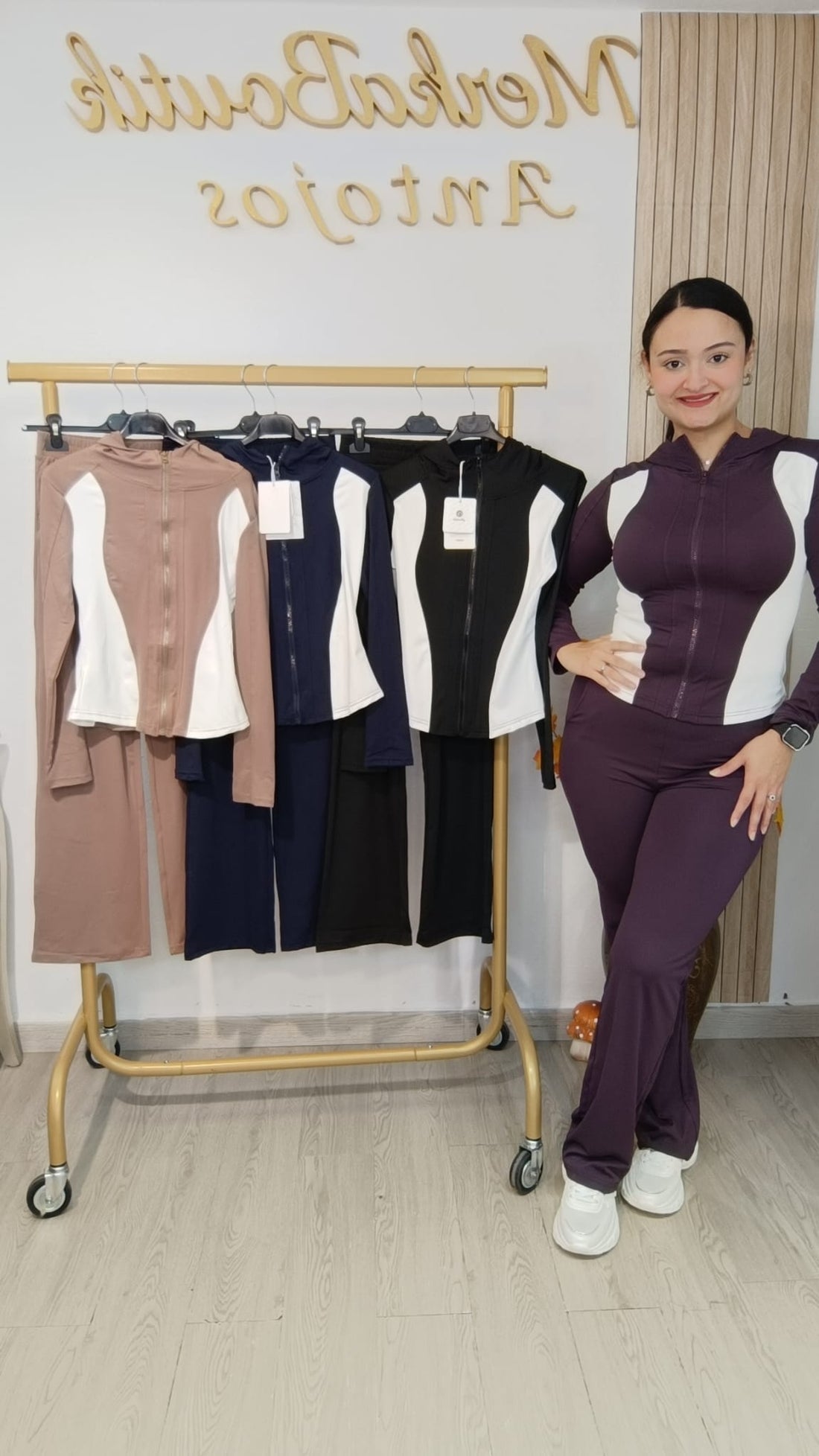 Conjunto Mayra Deportivo alicrado en burdeos
