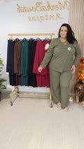 Conjunto Rugoso Debora curvy en verde caza