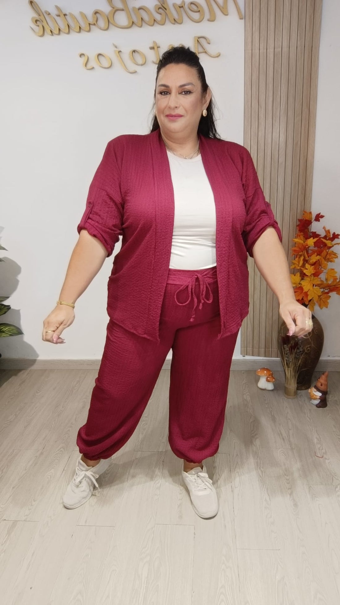 Conjunto Rugoso Grecia curvy en burdeos
