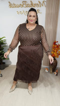 Falda Flecos Manuela curvy en color chocolate