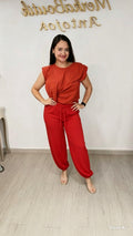 Pantalón Bombacho Crepé Mediano en rojo