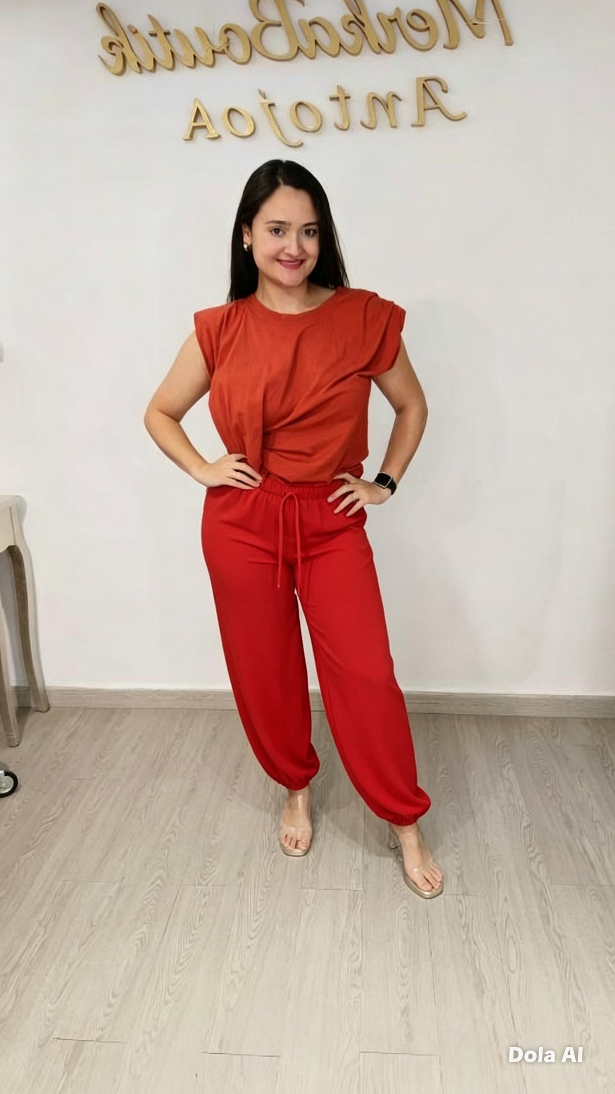 Pantalón Bombacho Crepé Mediano en rojo