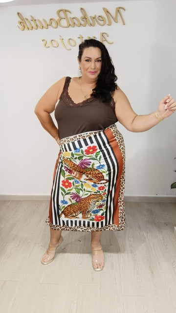Falda Pareo Larga Curvy Leopardos