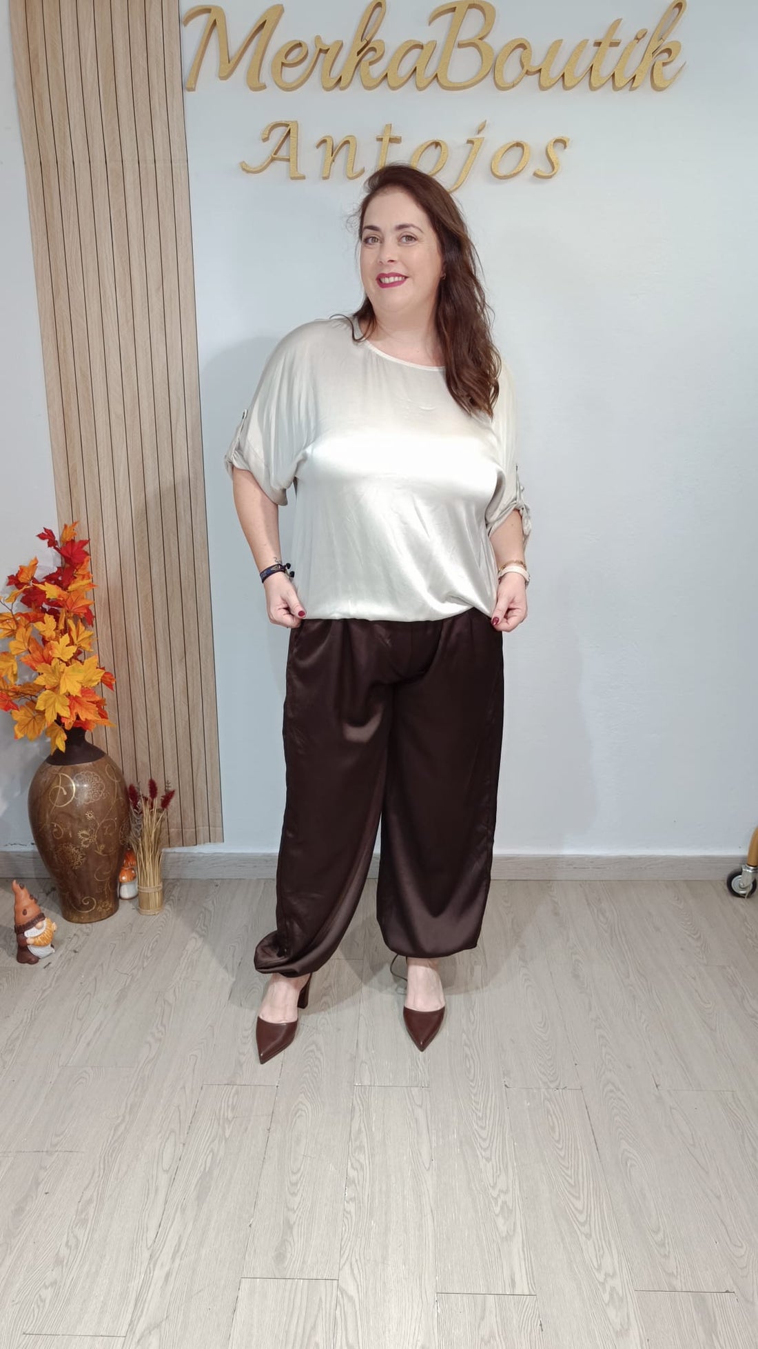 Pantalón Bombacho Satén Curvy